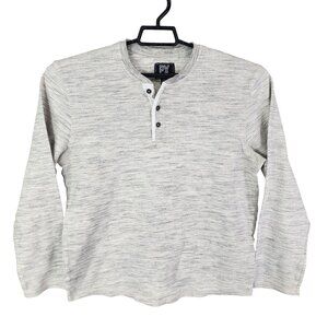 Mens PX Clothing Heathered Gray Henley Shirt Long Sleeve Cotton Polyester XL